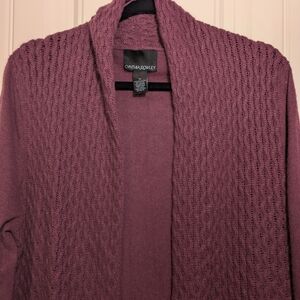 Cynthia Rowley Mauve Knit Open Waffle Front Cardigan XL Angora Rabbit Hair Wool